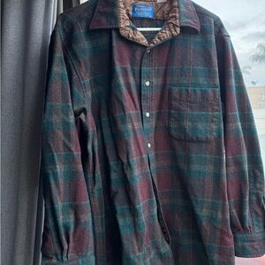 Pendleton Wool Jacket with Brown and Red Plaid